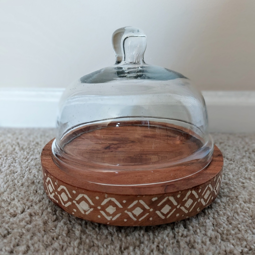 Glass Cloche with Wood Base